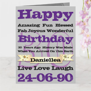 Personalised Name Birthday Words Happy Birthday Card