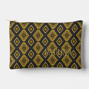 Personalised Name Black and Gold Elegant  Accessory Pouch