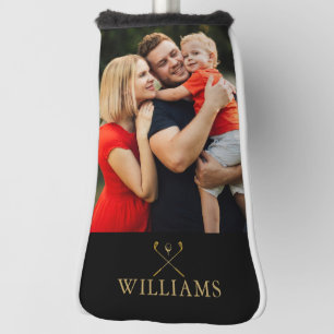 Personalised Name Black And Gold Photo Golf Head Cover