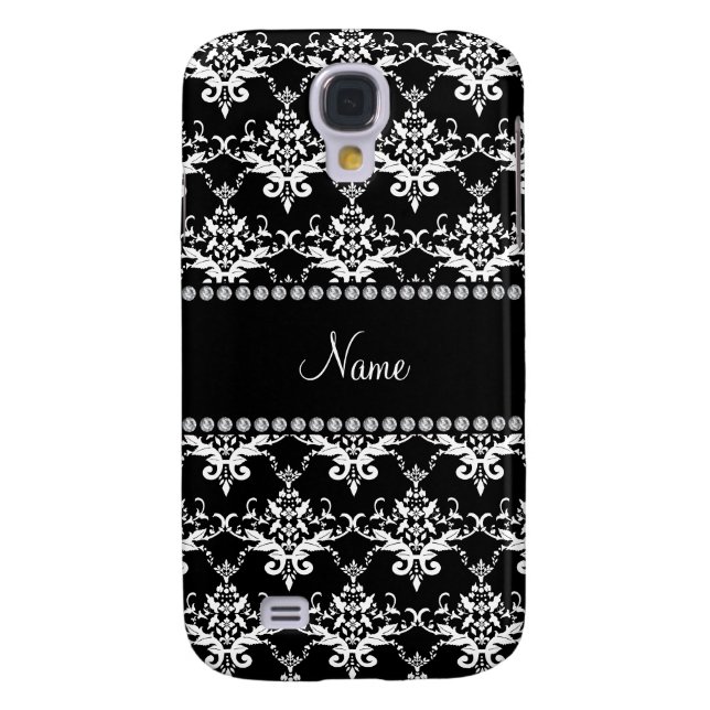 Personalised name black and white damask Case-Mate samsung galaxy case (Back)
