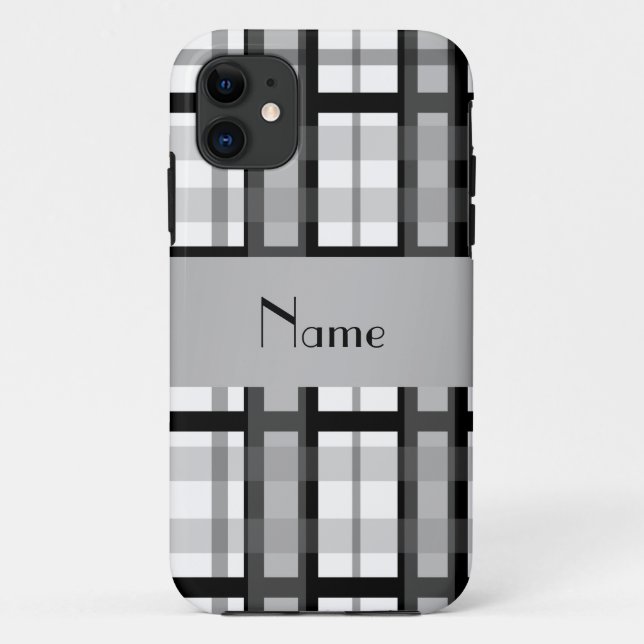 Personalised name black and white plaid Case-Mate iPhone case (Back)
