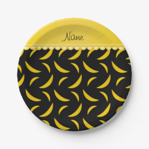 Personalised name black bananas paper plate