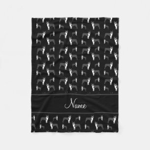 Personalised name black boston terrier fleece blanket