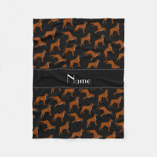 Personalised name black boxer dog pattern fleece blanket