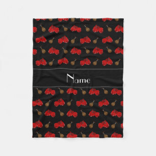 Personalised name black boxing pattern fleece blanket