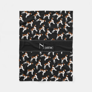 Personalised name black brittany spaniel dogs fleece blanket