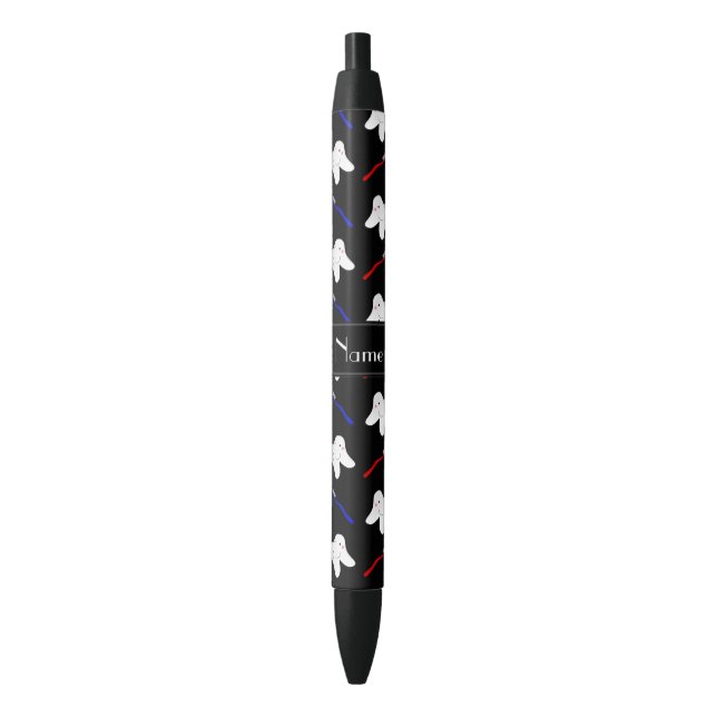 Personalised name black brushes and tooth pattern black ink pen (Front Vertical)