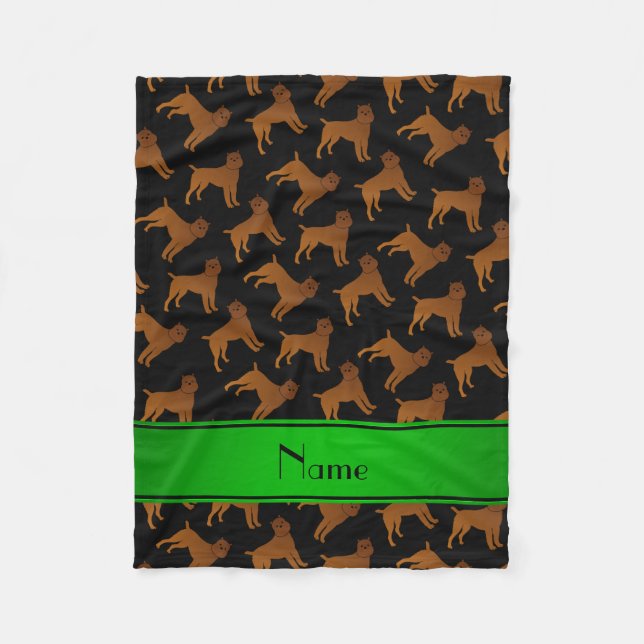Personalised name black brussels griffon dogs fleece blanket (Front)
