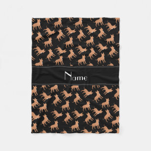 Personalised name black chihuahua dogs fleece blanket
