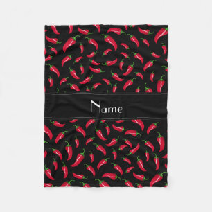 Personalised name black chilli pepper fleece blanket