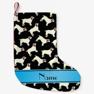 Personalised name black clumber spaniel dogs small christmas stocking