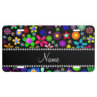 Personalised name black colourful retro flowers