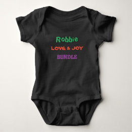 Personalised Name, Black, Cute Fun Colourful Scrip Baby Bodysuit