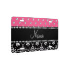 Personalised name black damask pink diamonds