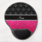 Personalised name black damask pink glitter