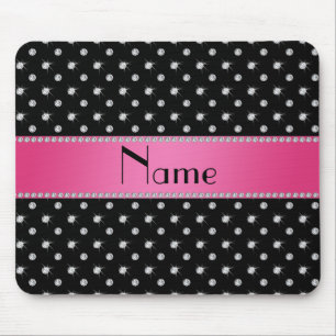Personalised name black diamonds pink stripe mouse mat