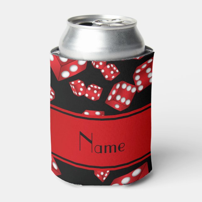 Personalised name black dice pattern can cooler (Can Front)
