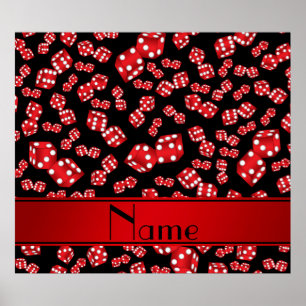 Personalised name black dice pattern poster