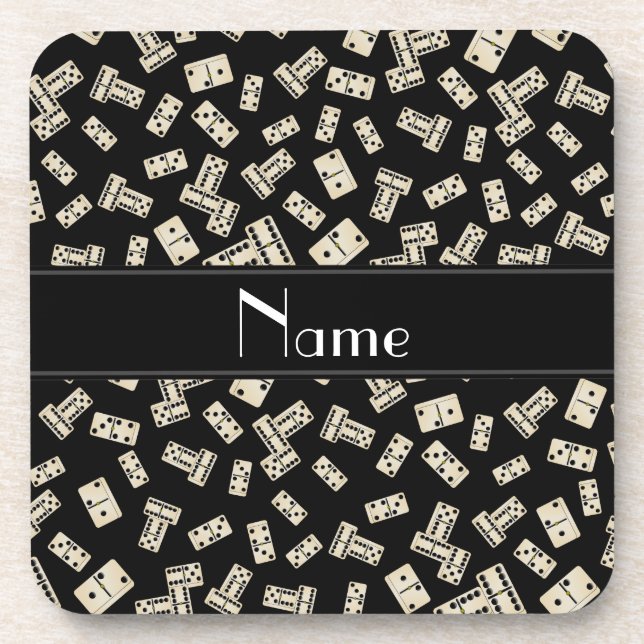 Personalised name black dominos coaster (Front)