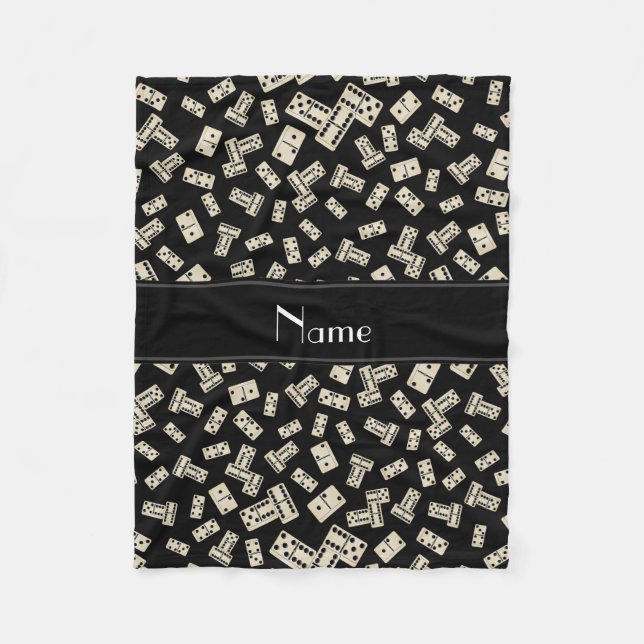 Personalised name black dominos fleece blanket (Front)