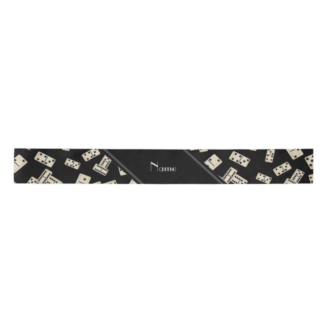 Personalised name black dominos satin ribbon (Front)
