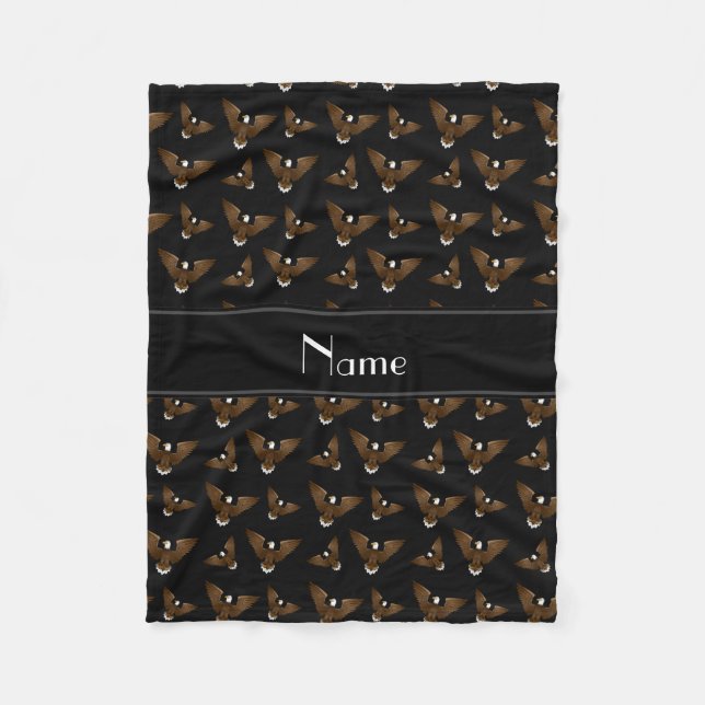 Personalised name black eagles fleece blanket (Front)