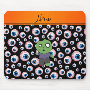 Personalised name black eyeballs zombie mouse mat