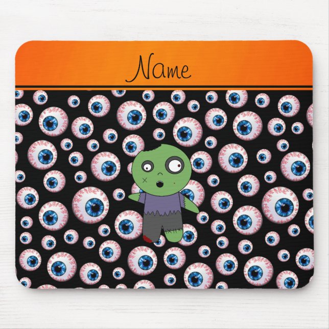 Personalised name black eyeballs zombie mouse mat (Front)