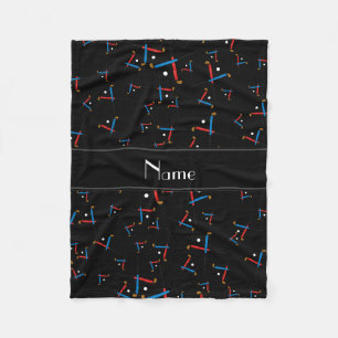 Personalised name black field hockey fleece blanket
