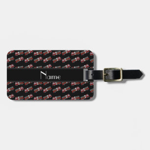 Personalised name black firetrucks luggage tag