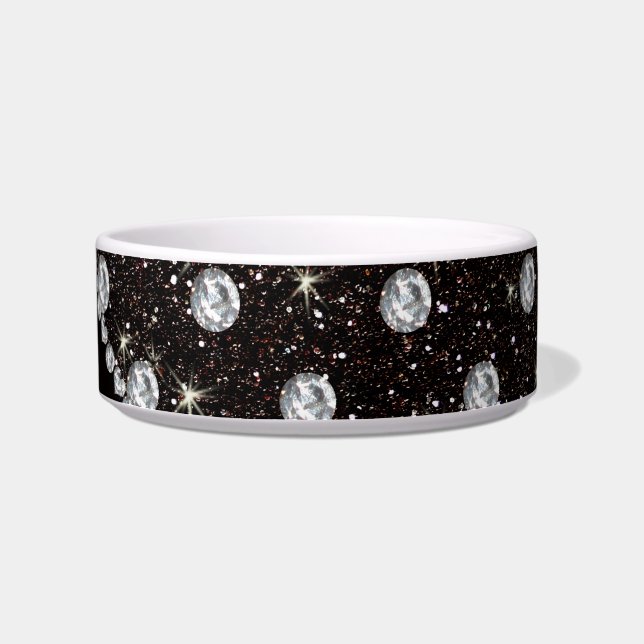 Personalised name black glitter diamonds bowl (Right)
