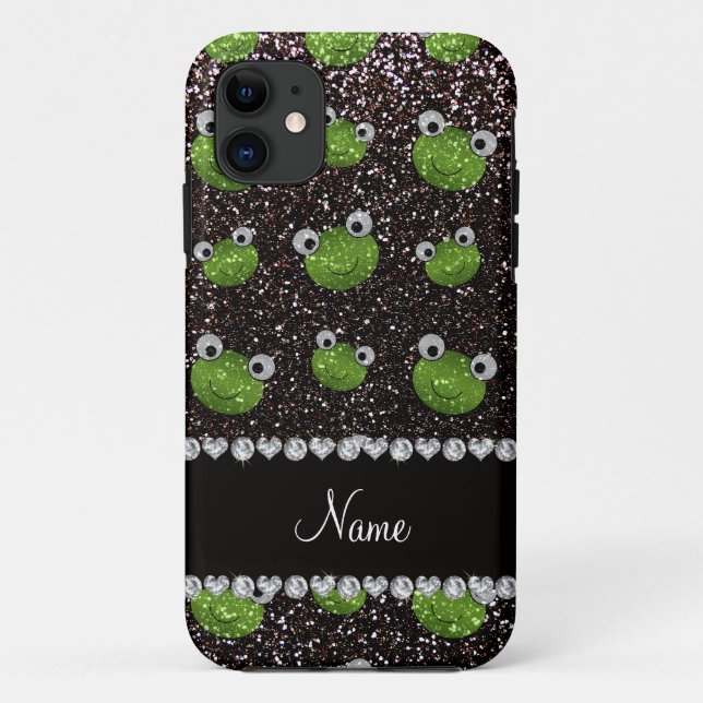 Personalised name black glitter frogs Case-Mate iPhone case (Back)