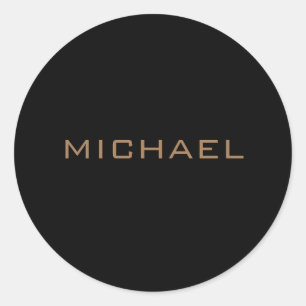 Personalised Name Black Gold Classic Round Sticker