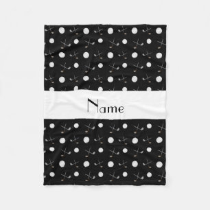 Personalised name black golf balls fleece blanket