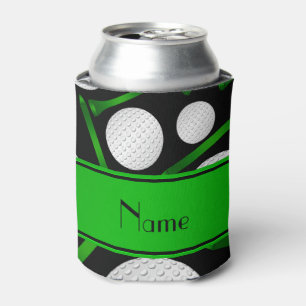 Personalised name black golf balls tees can cooler