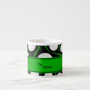 Personalised name black golf balls tees espresso cup