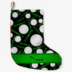Personalised name black golf balls tees small christmas stocking