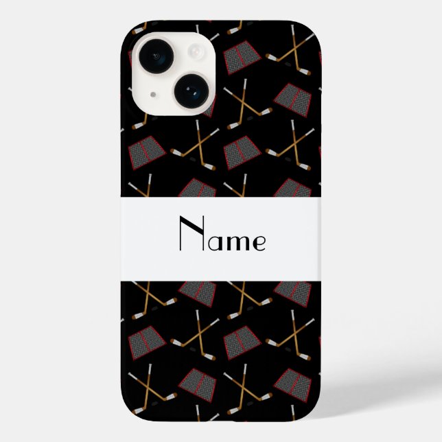 Personalised name black hockey pattern Case-Mate iPhone case (Back)