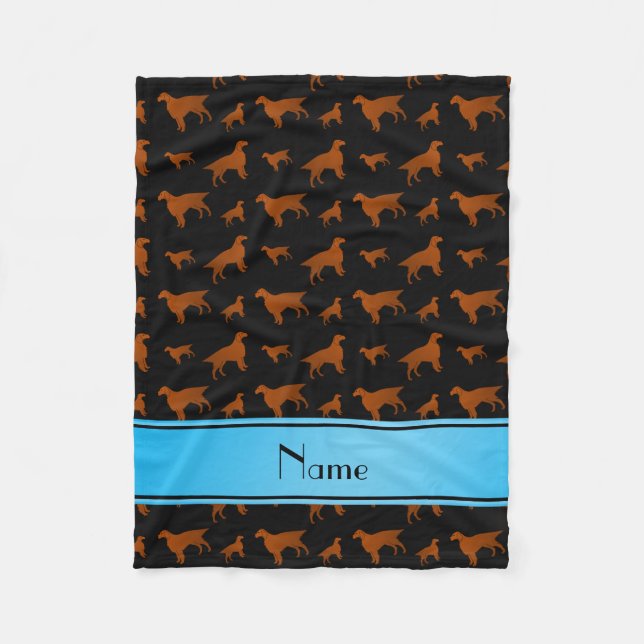 Personalised name black irish setter dogs fleece blanket (Front)
