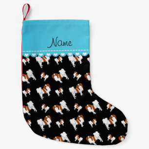 Personalised name black japanese spaniel dogs small christmas stocking