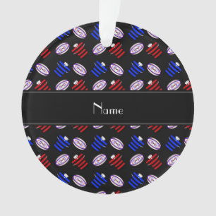 Personalised name black jerseys rugby balls ornament