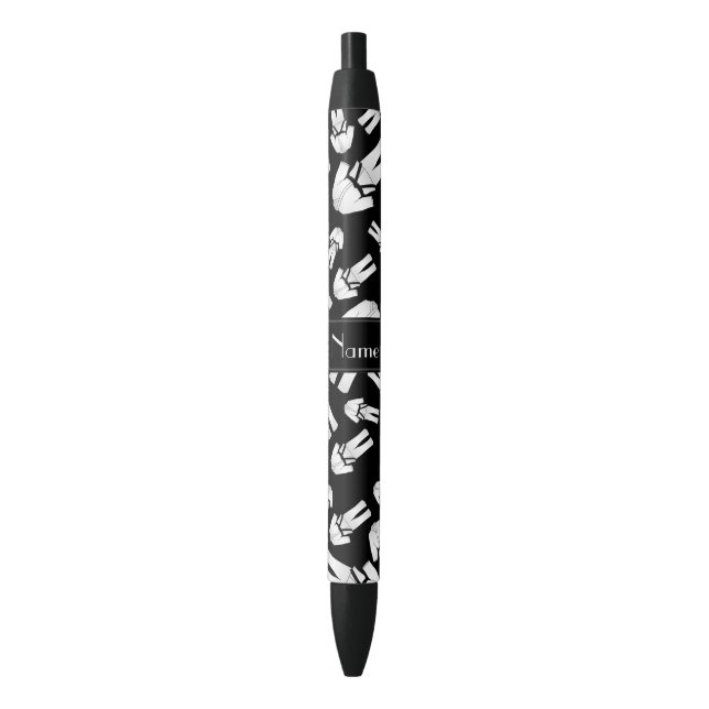 Personalised name black karate pattern black ink pen (Front Vertical)