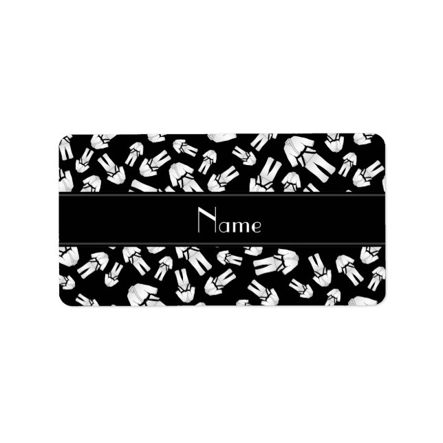 Personalised name black karate pattern label (Front)
