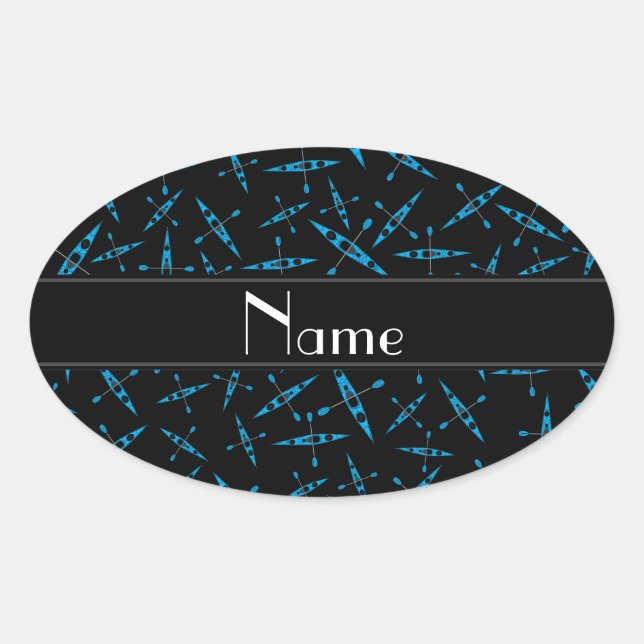 Personalised name black kayaks oval sticker (Front)