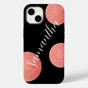 Personalised Name Black Large Polka Dots  Case-Mate iPhone 14 Case