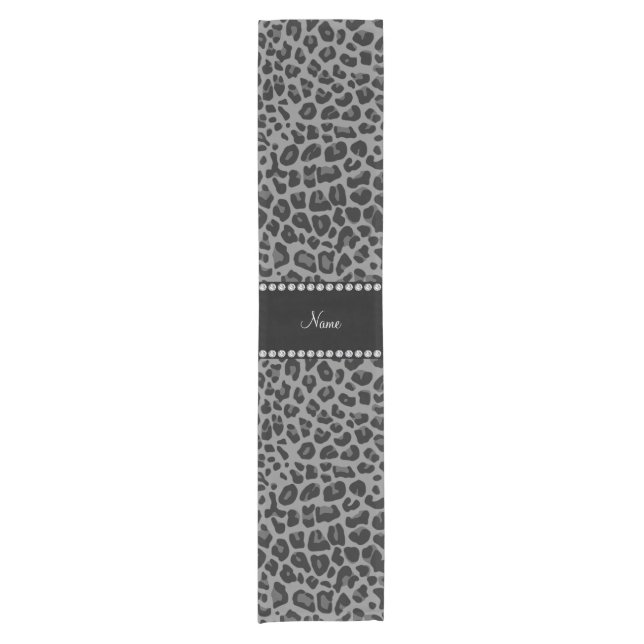 Personalised name black leopard pattern short table runner (Front)