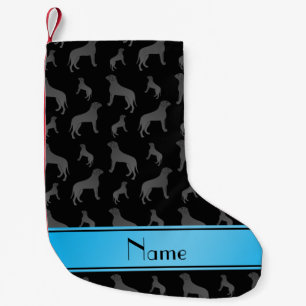 Personalised name black Mastiff dogs Small Christmas Stocking