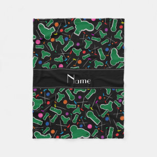 Personalised name black mini golf fleece blanket