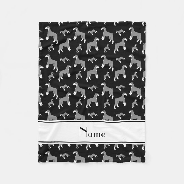 Personalised name black Miniature Schnauzer dogs Fleece Blanket (Front)