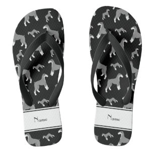 Personalised name black Miniature Schnauzer dogs Flip Flops